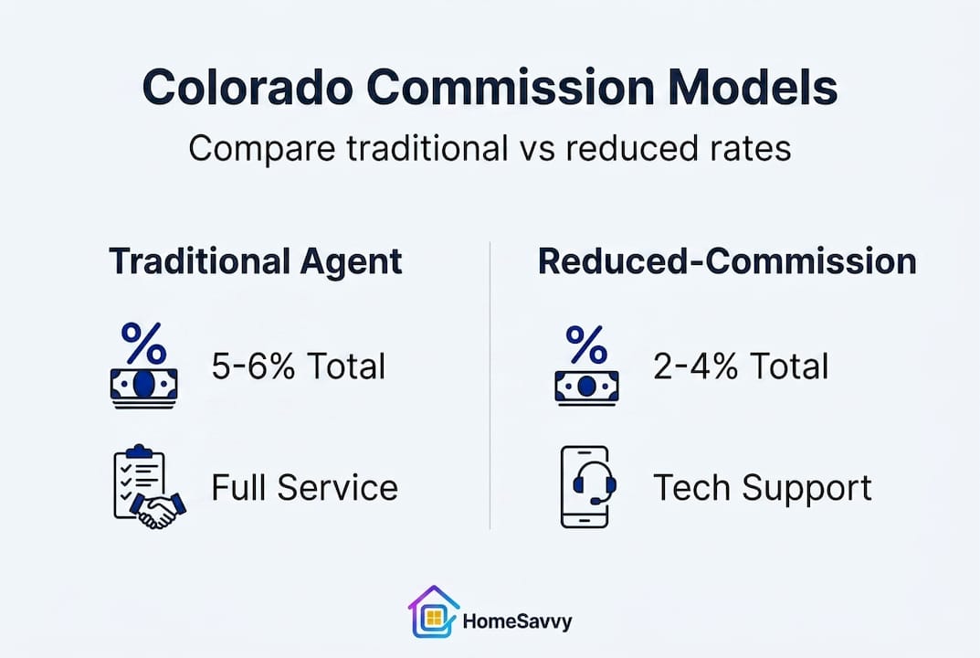 Infographic comparing Colorado agent commission models