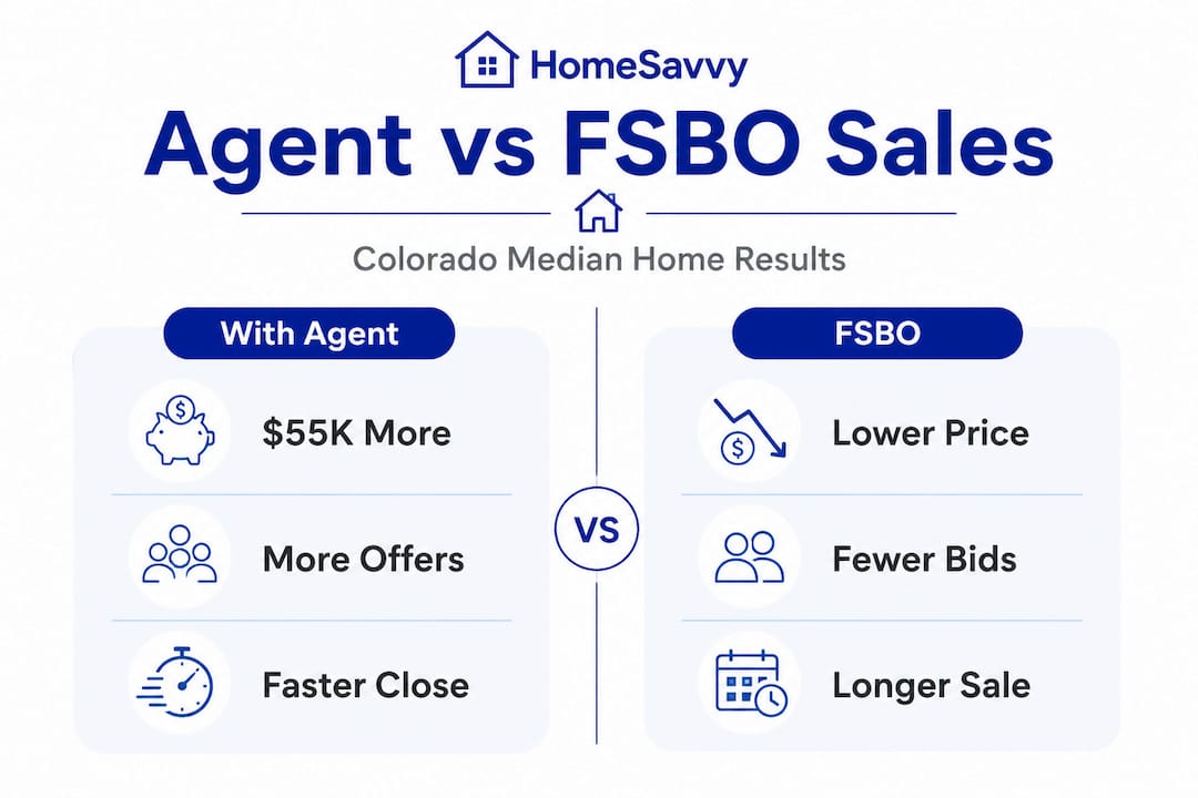 Infographic comparing agent and FSBO Colorado home sales