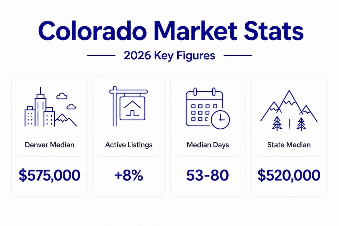 Infographic comparing Colorado real estate statistics