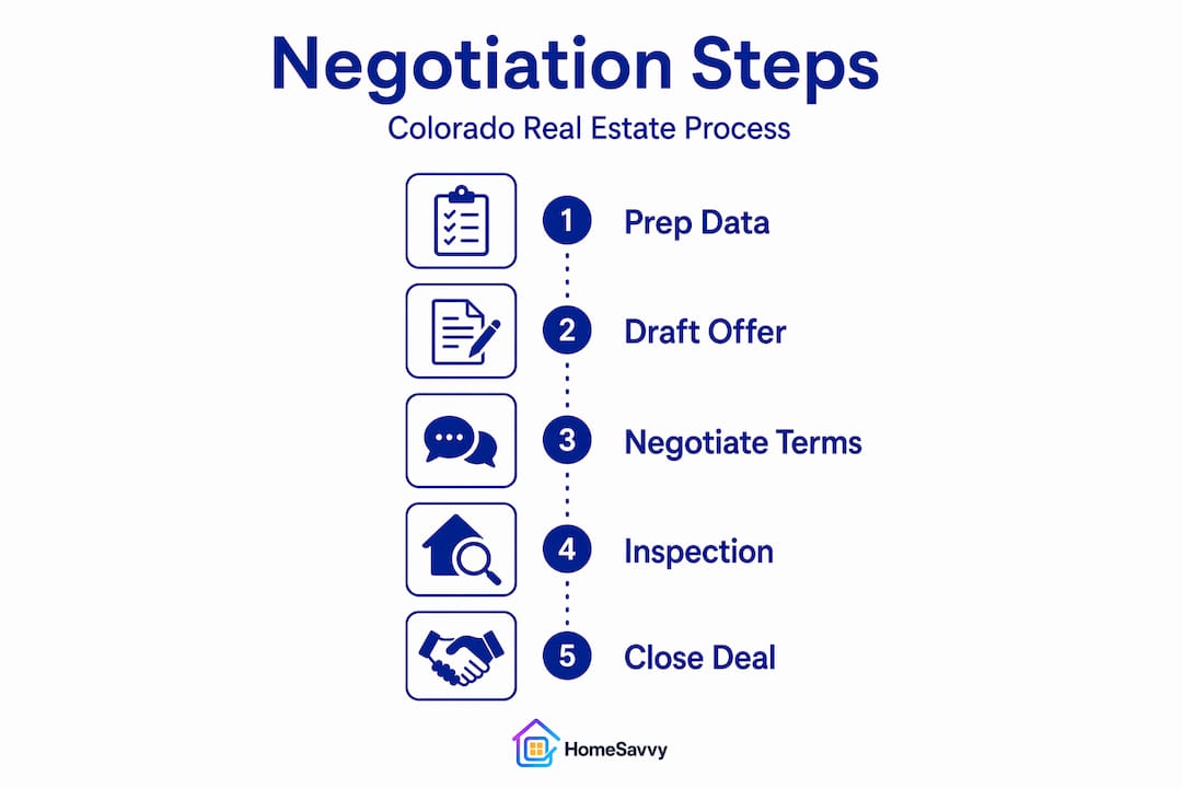 Vertical flow infographic outlines Colorado negotiation process
