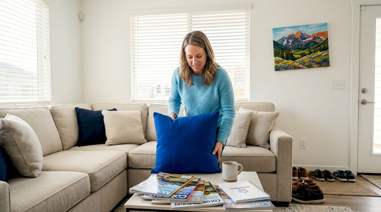 Living room staged with everyday touches