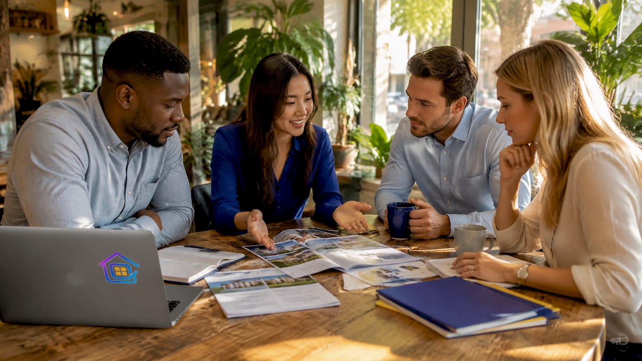 Sales team discussing commission structures in meeting