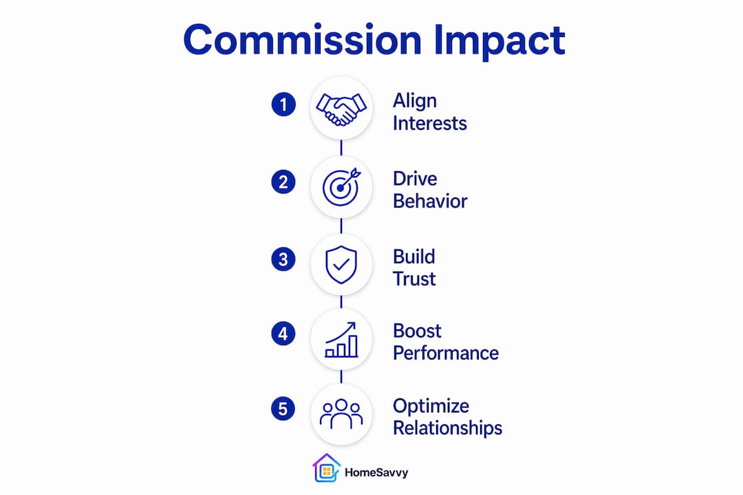 Infographic illustrating commission plan impact steps