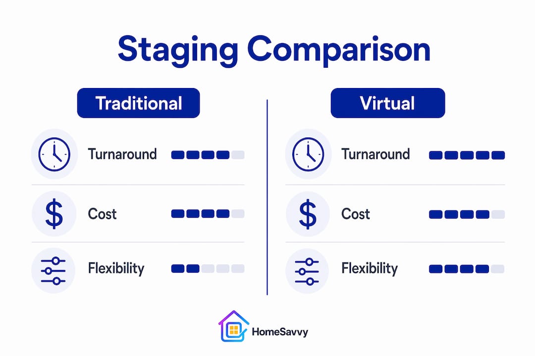 Infographic comparing traditional and virtual staging