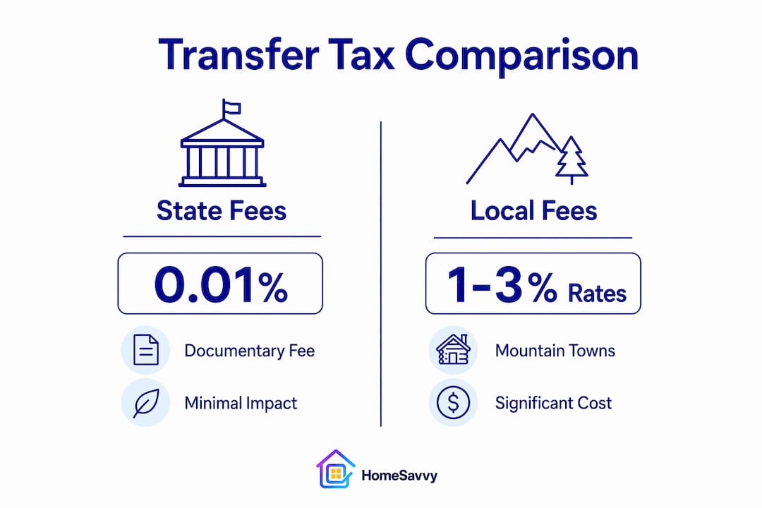 Infographic comparing Colorado state and local transfer taxes