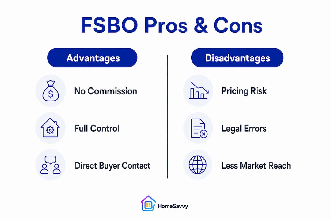 Infographic comparing FSBO advantages and disadvantages