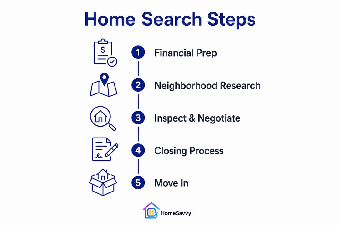 Infographic showing step-by-step Colorado home search process