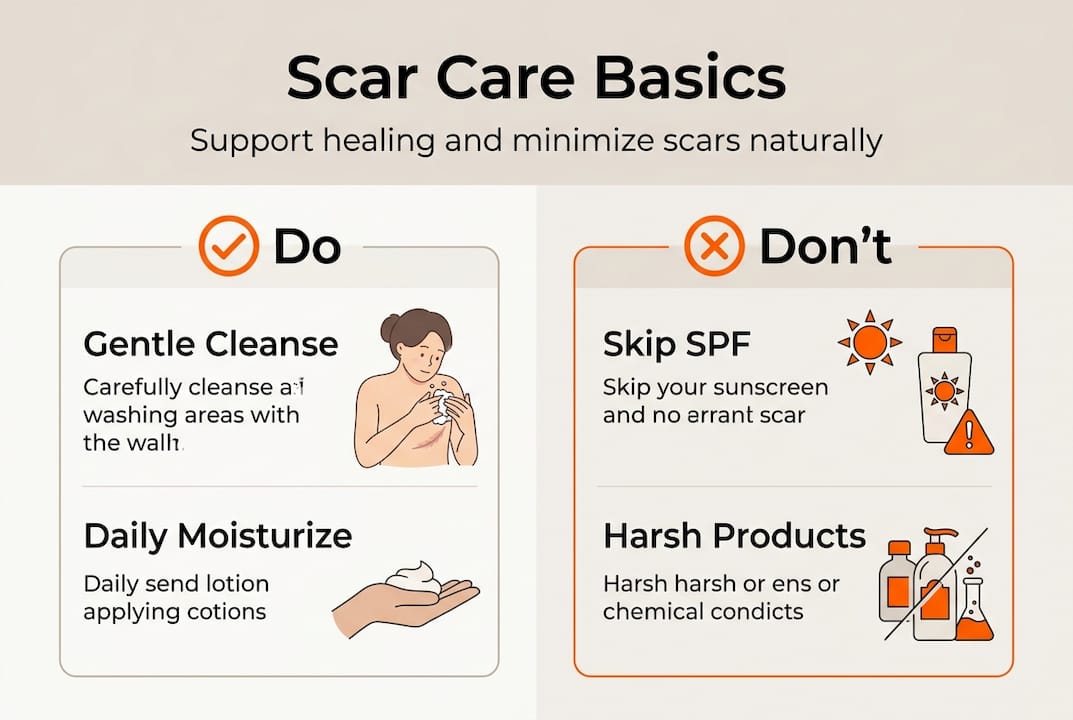 Infographic shows scar care best practices and mistakes