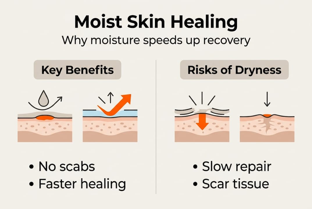 Infographic on moist versus dry wound healing