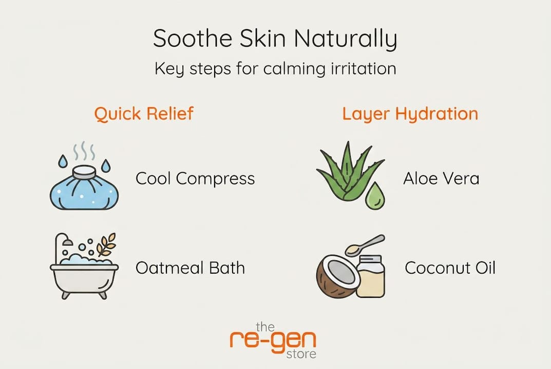 Infographic outlining steps to soothe skin naturally