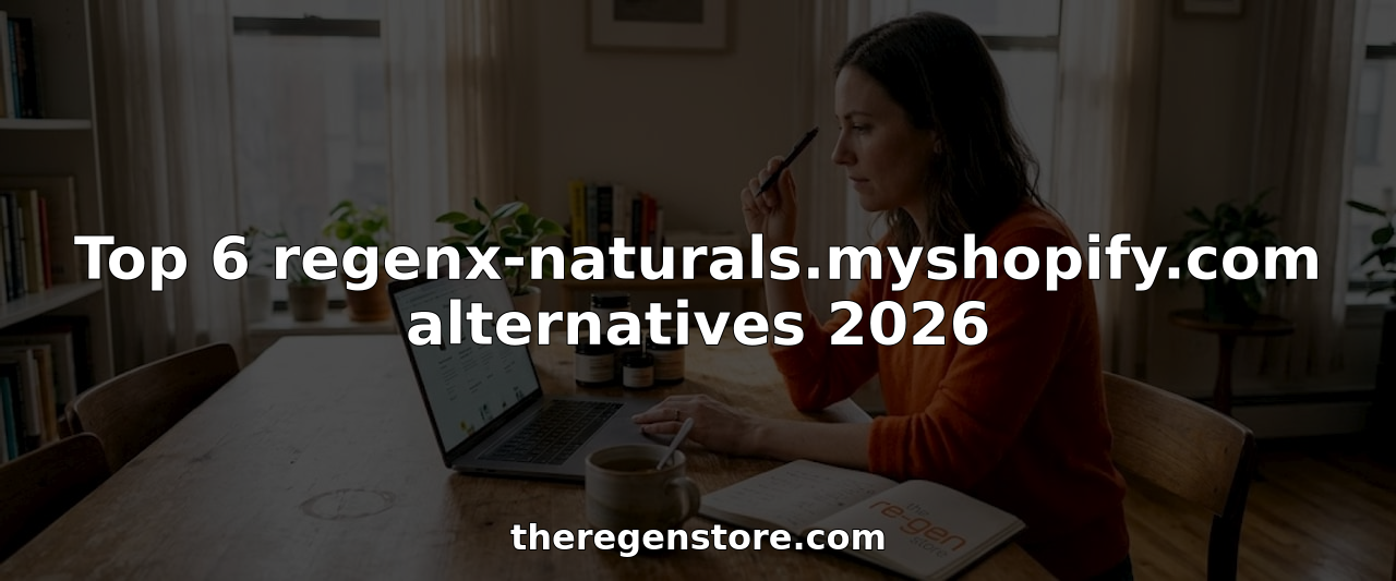 Woman researching herbal wellness product alternatives at dining table