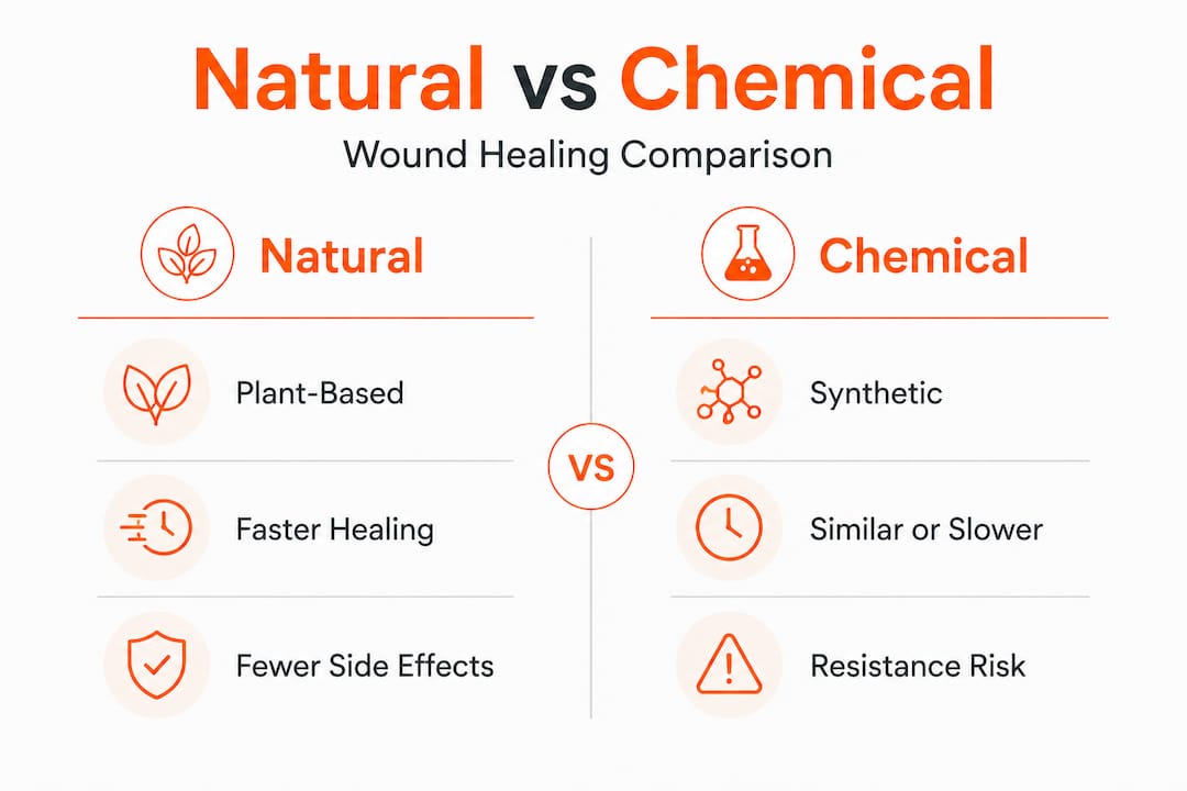 Infographic comparing natural and chemical wound healing
