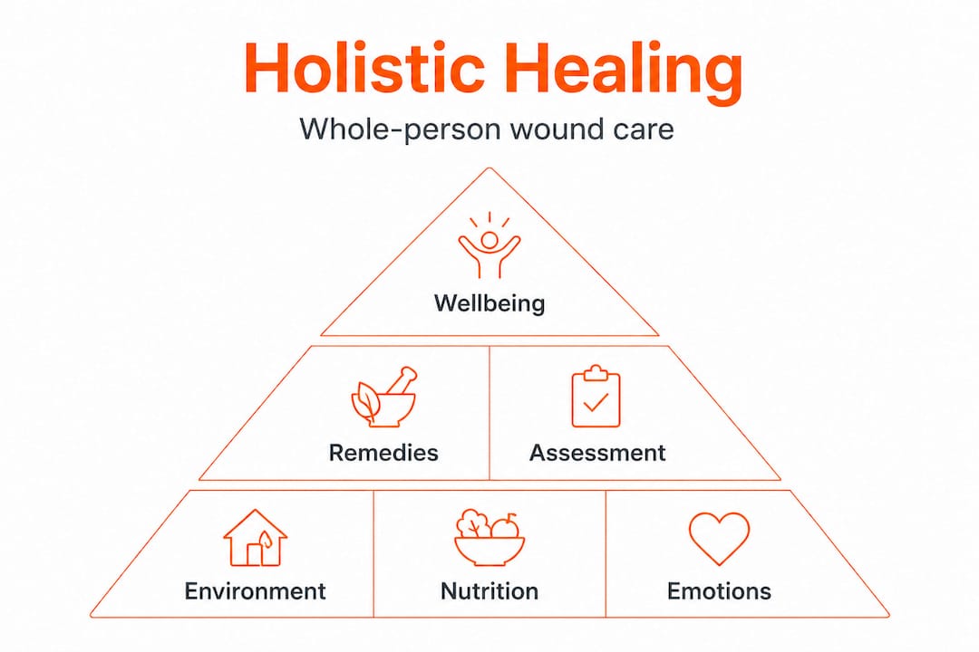 Pyramid infographic holistic wound care principles