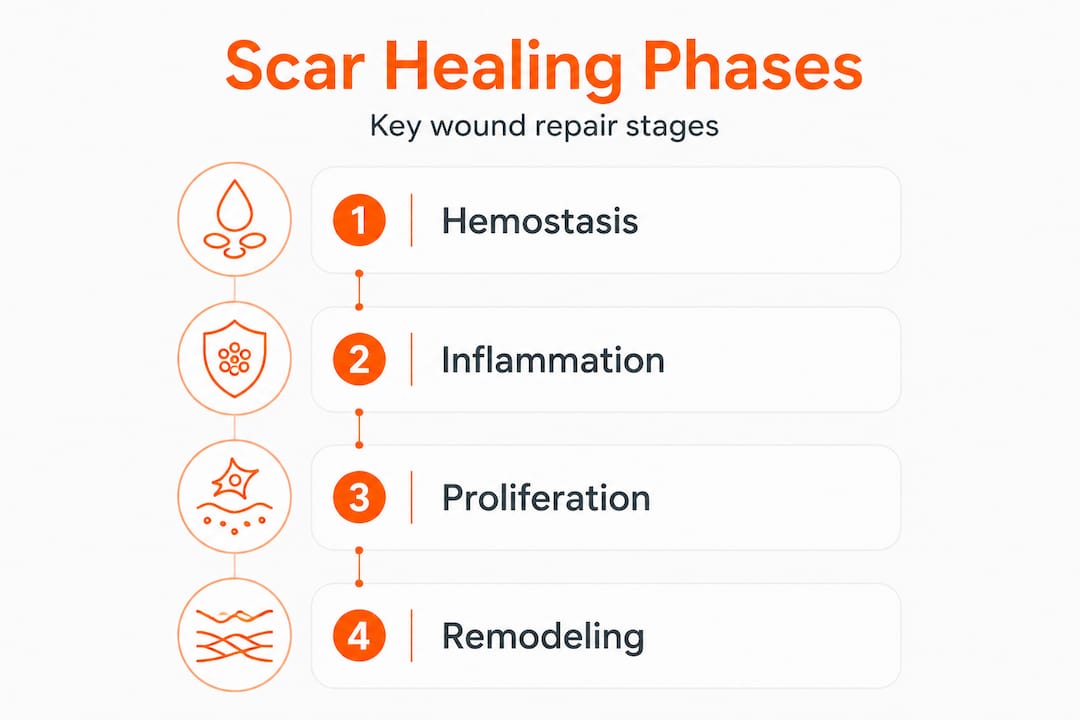 Infographic on four scar healing stages