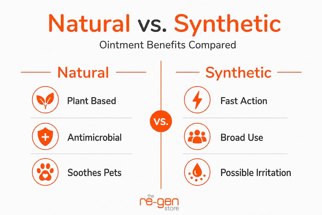 Infographic comparing natural and synthetic ointments