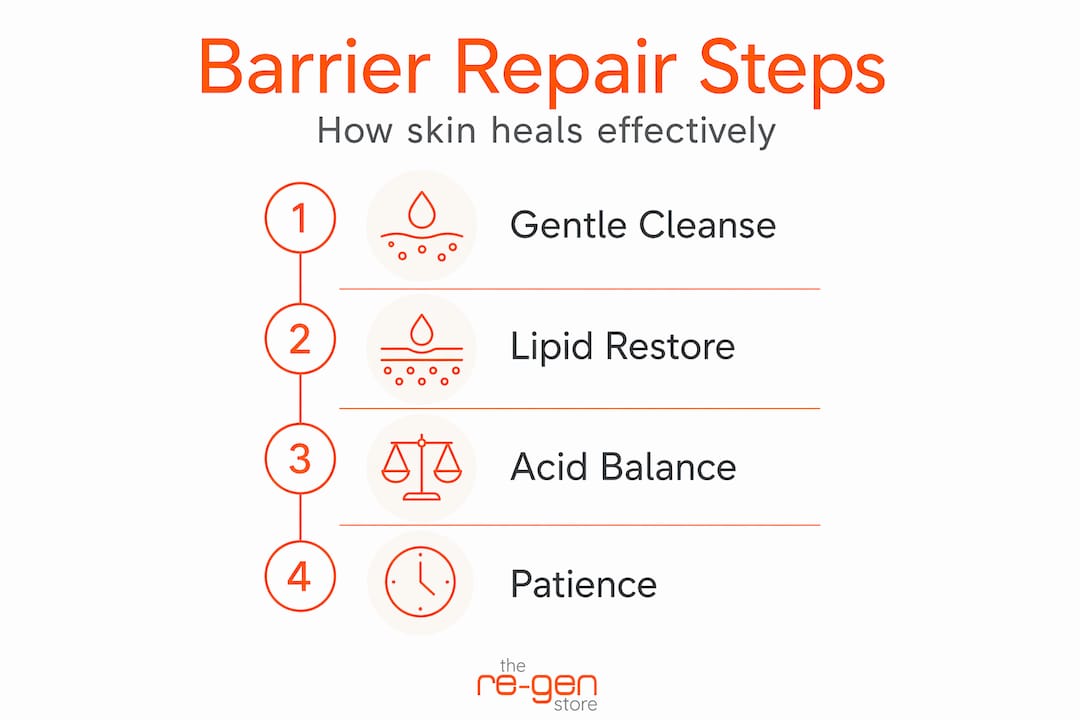 Infographic showing four steps for skin barrier repair