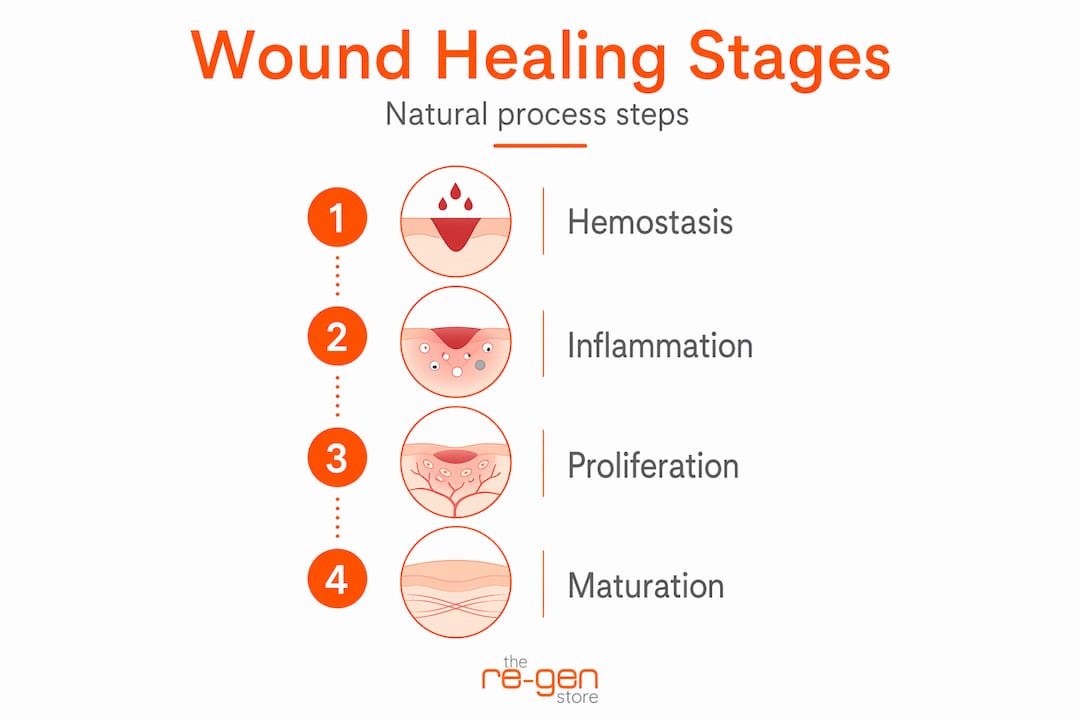 Infographic illustrating four stages of wound healing