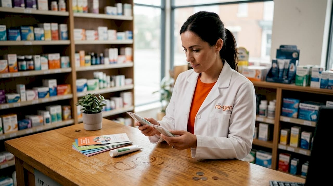 Pharmacist comparing two ointment tubes