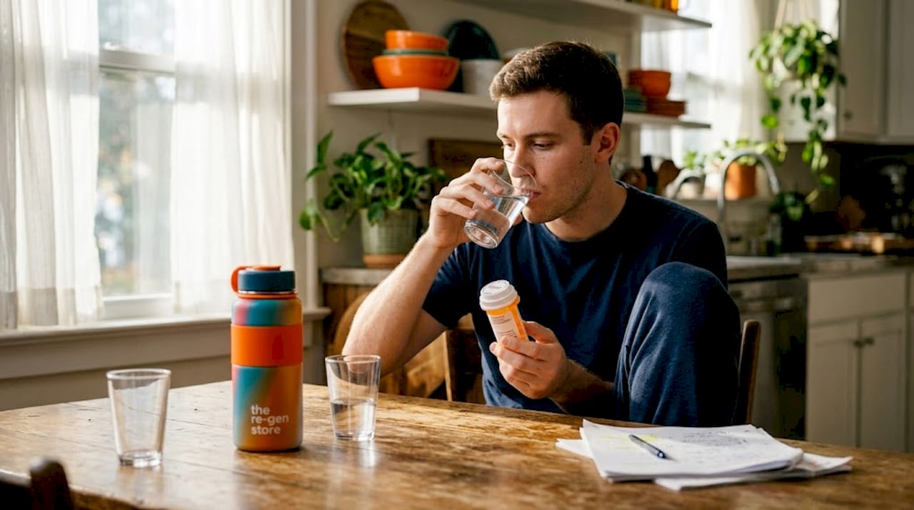 Man sipping water for wound recovery
