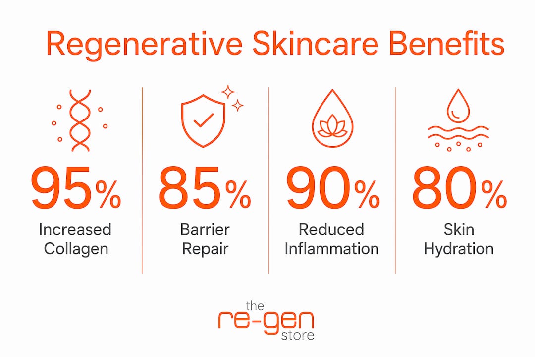 Infographic showing regenerative skincare benefits with statistics