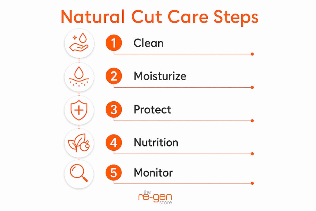 Infographic illustrating natural steps for cut healing