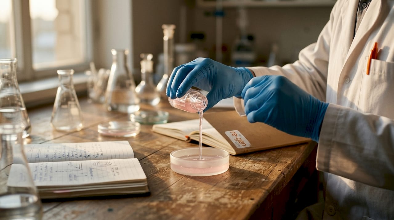 Scientist handling tree peony peptides in lab