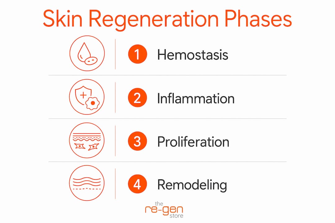 Infographic showing four phases of skin healing