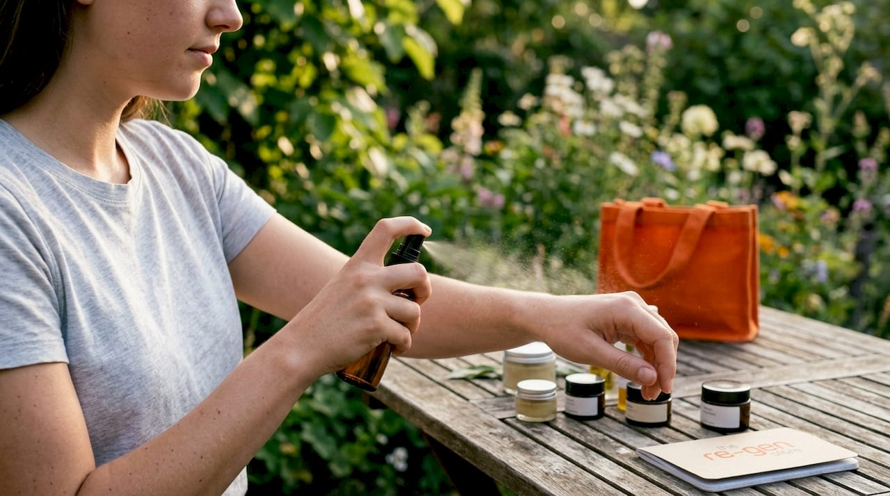 Woman applying magnesium oil to arm
