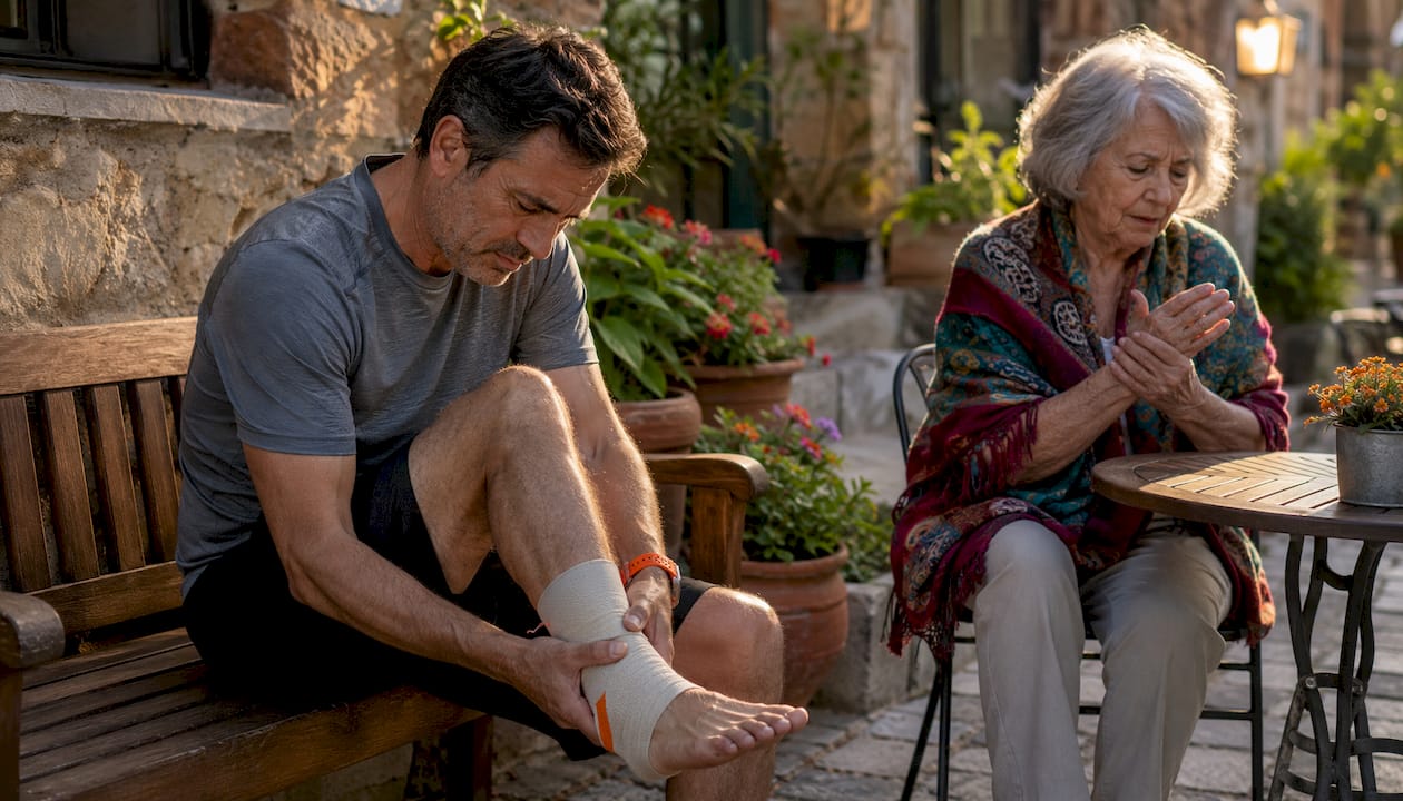 People exhibiting acute and chronic inflammation outdoors