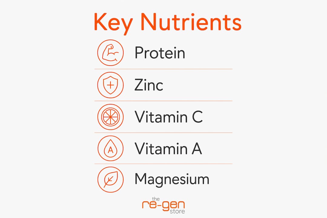 Infographic showing key nutrients for tissue repair