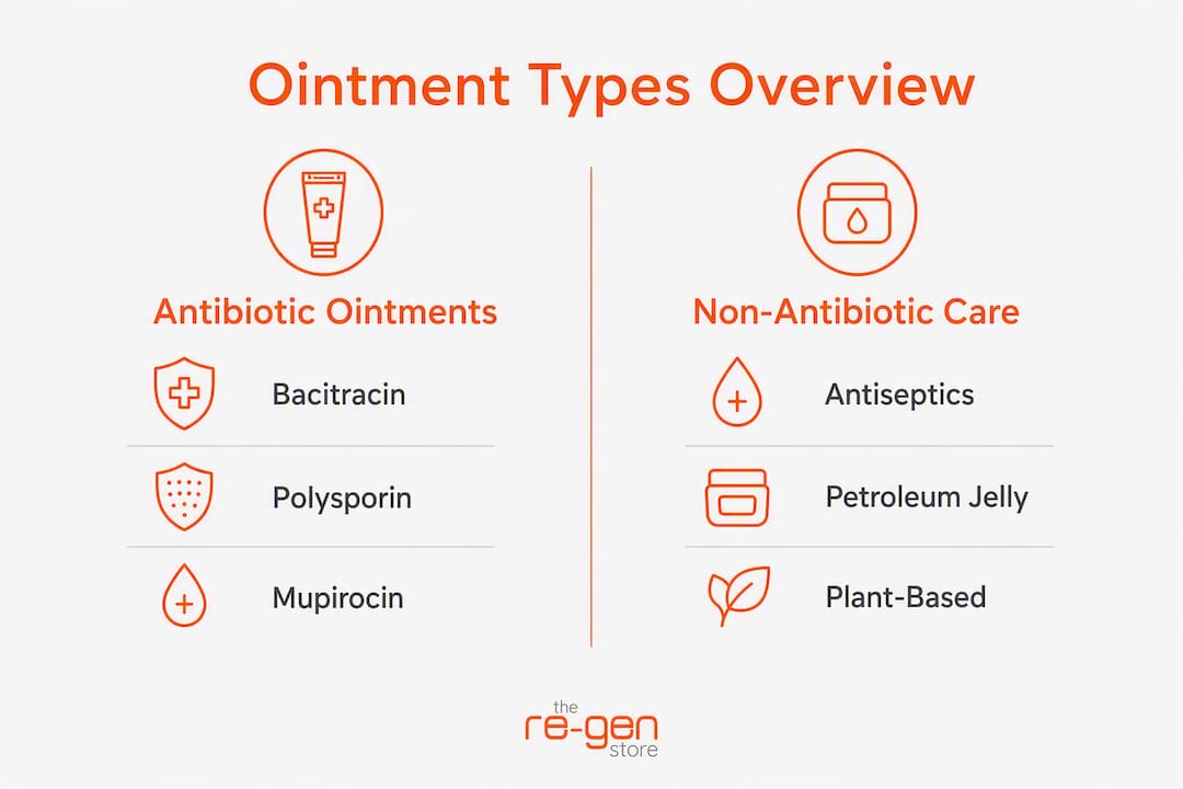 Infographic comparing ointment types for skin infections