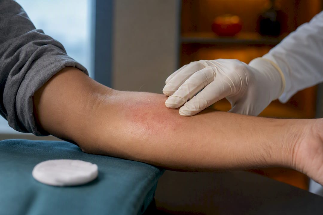 Forearm showing localized capsaicin-related redness
