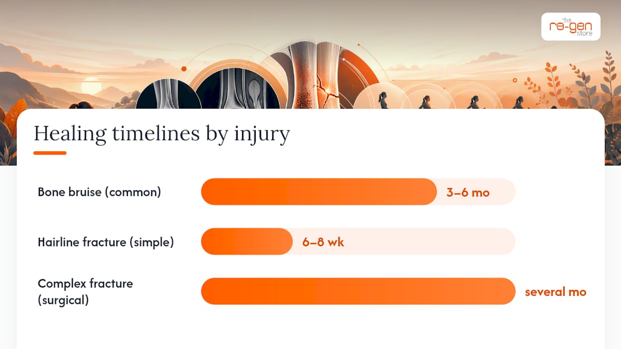 Bone bruise and fracture healing timelines compared