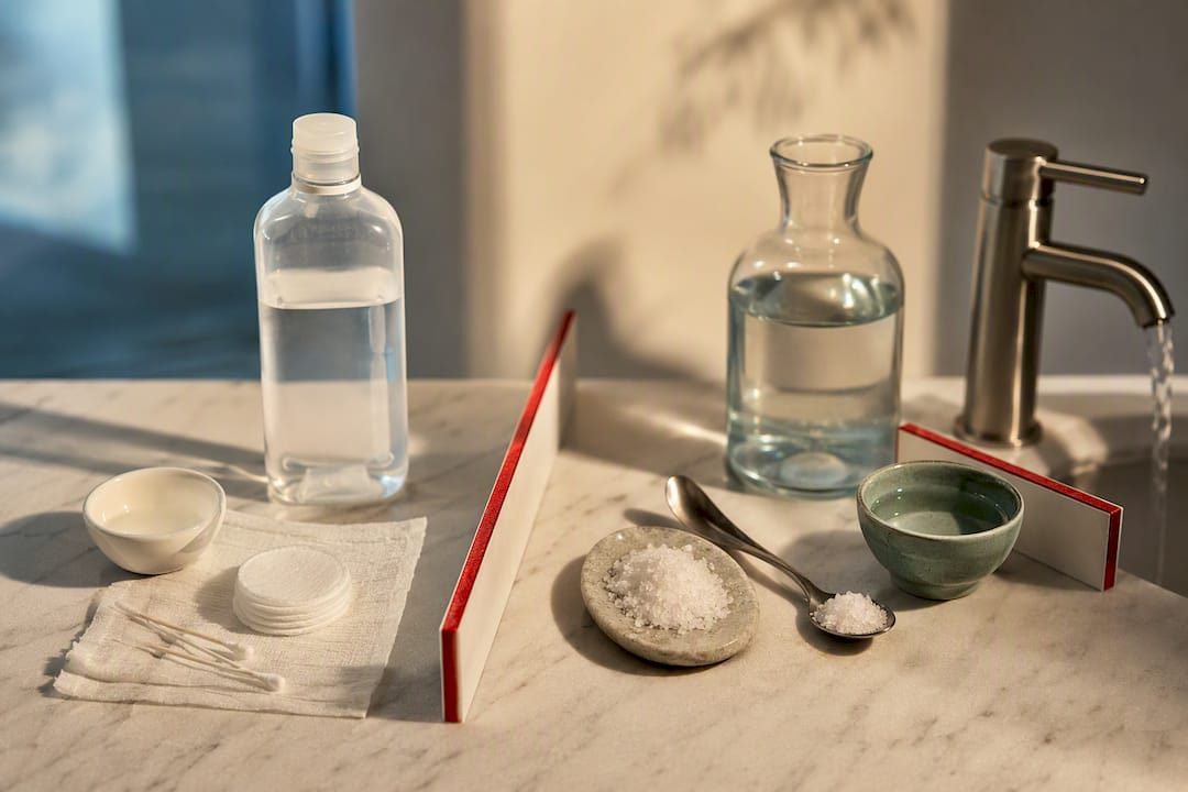 Illustration comparing sterile and homemade saline preparation