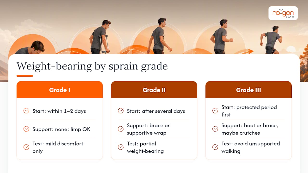 Weight-bearing progression by sprain grade
