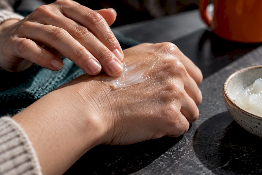 Plain petrolatum forming a protective skin barrier