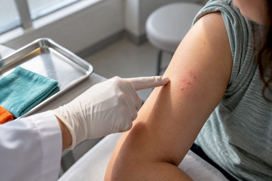 Small localized redness after a patch test