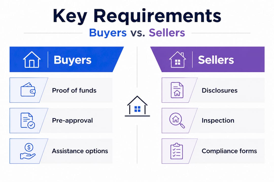 Infographic comparing buyer and seller requirements