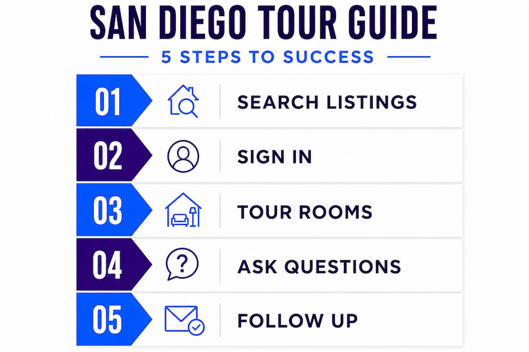 Infographic of five home touring steps