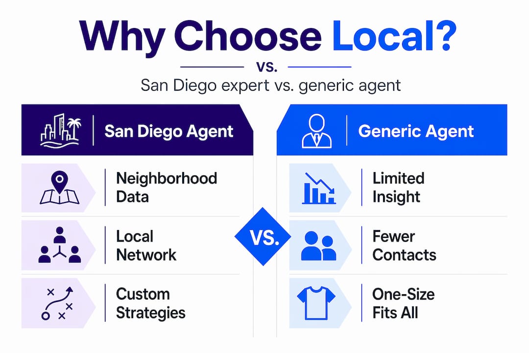 Infographic comparing San Diego agent and generic agent key strengths