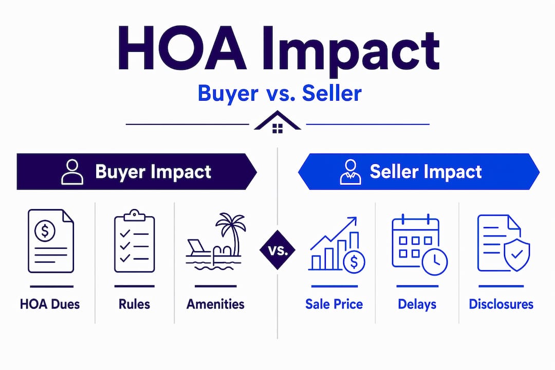 HOA buyer and seller role comparison infographic