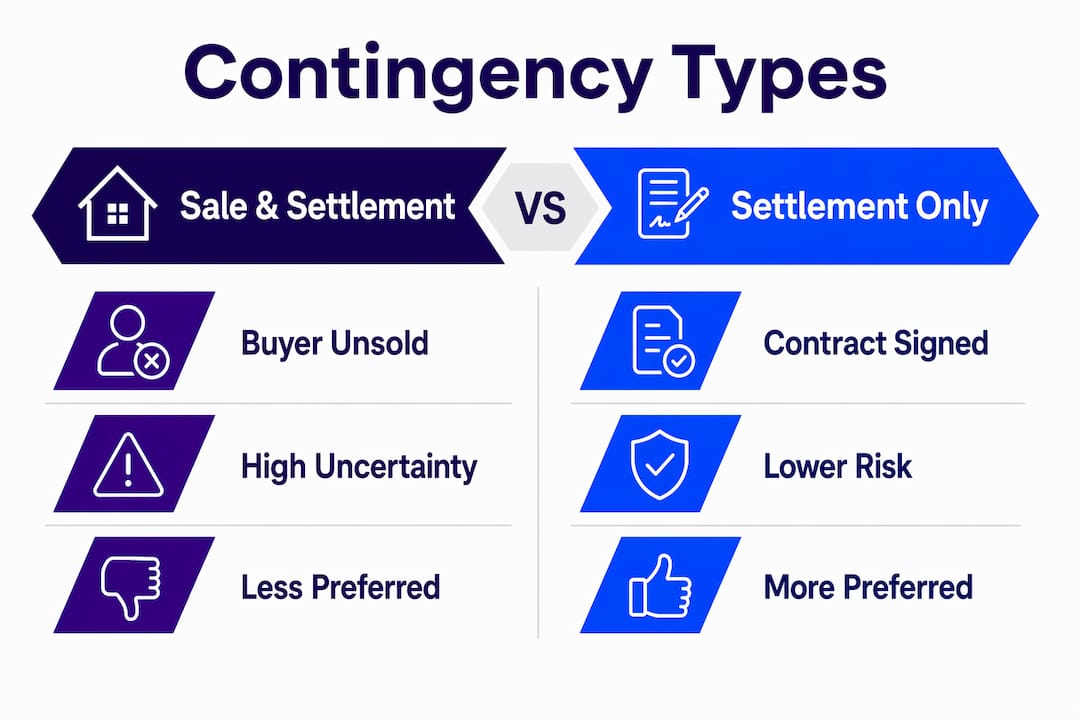 Infographic comparing home sale contingency types