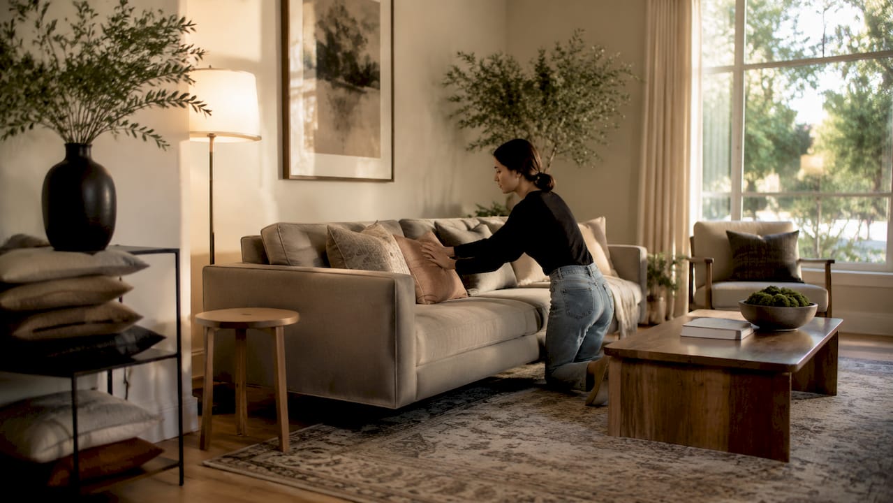 Professional staging of living room