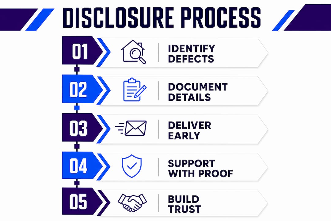 Infographic illustrating steps in seller disclosure process