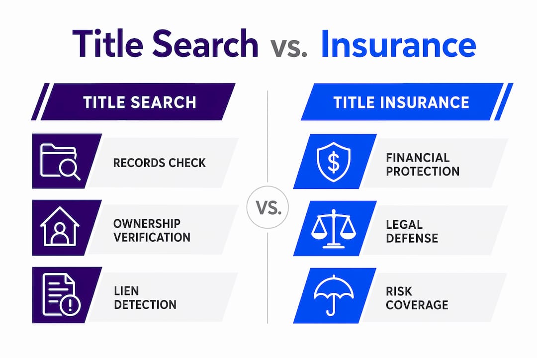 Infographic comparing title search and title insurance