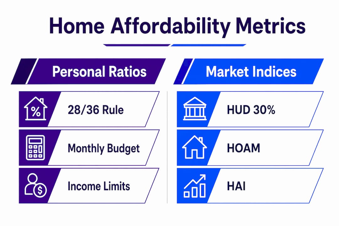 Infographic comparing affordability ratios and indices