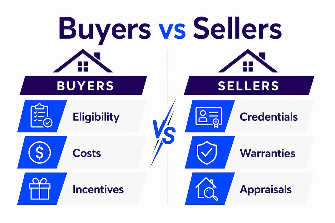 Infographic comparing buyers and sellers in solar market