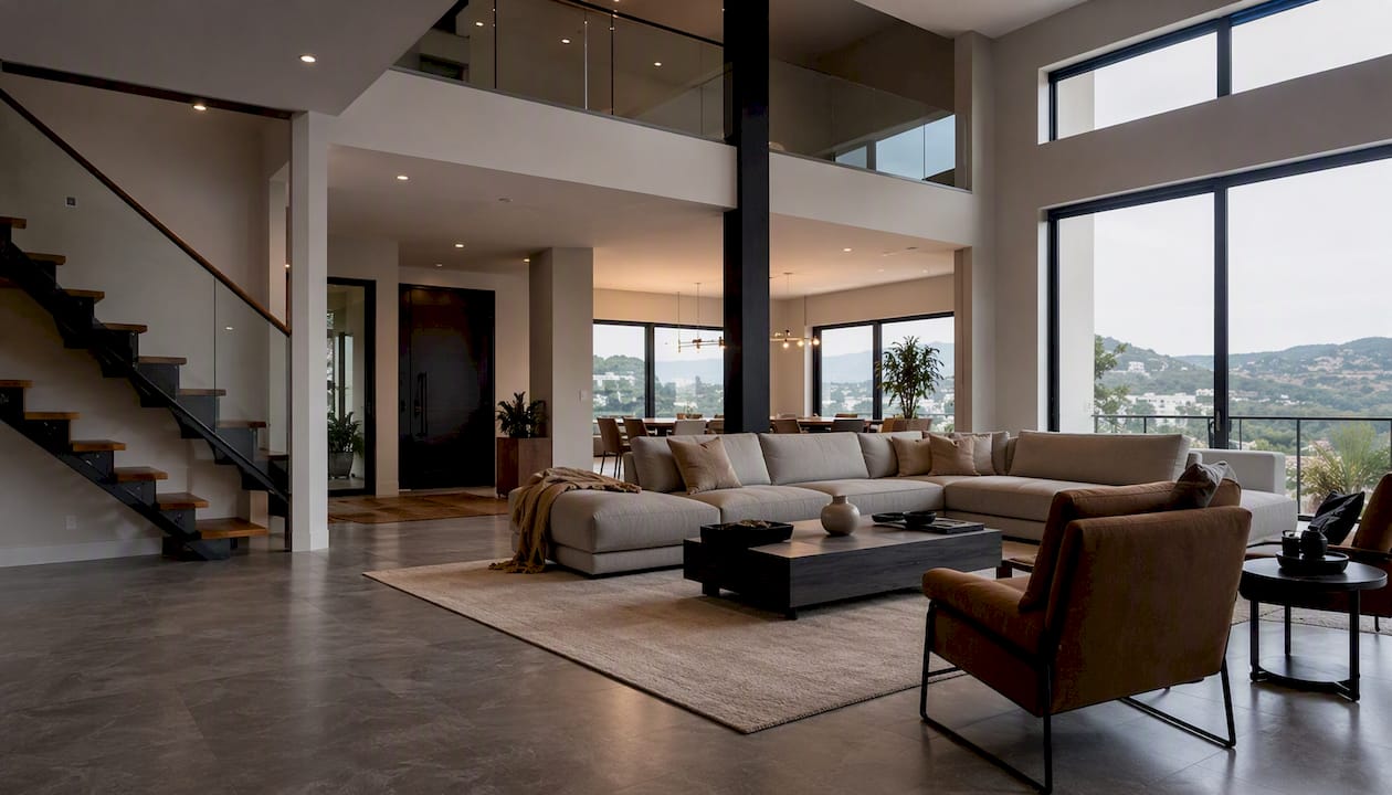 Luxurious staged living room interior