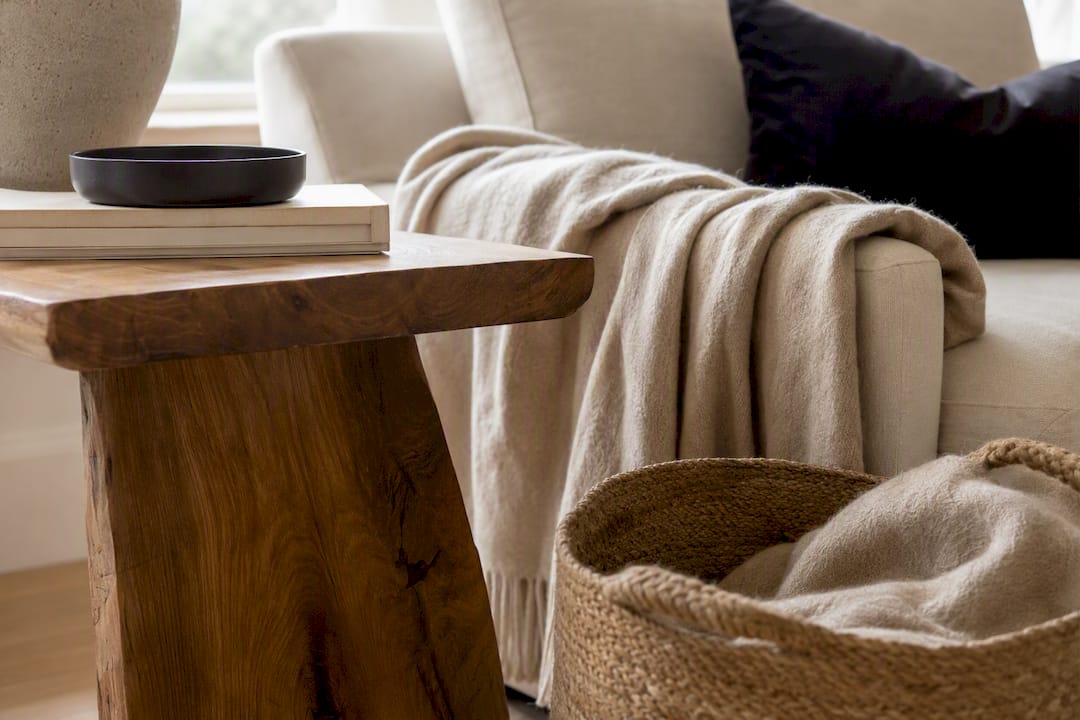 Textured warm neutral décor details