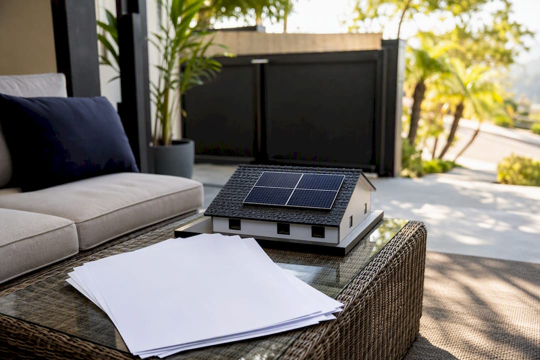 Home porch table with real estate solar lease disclosure model